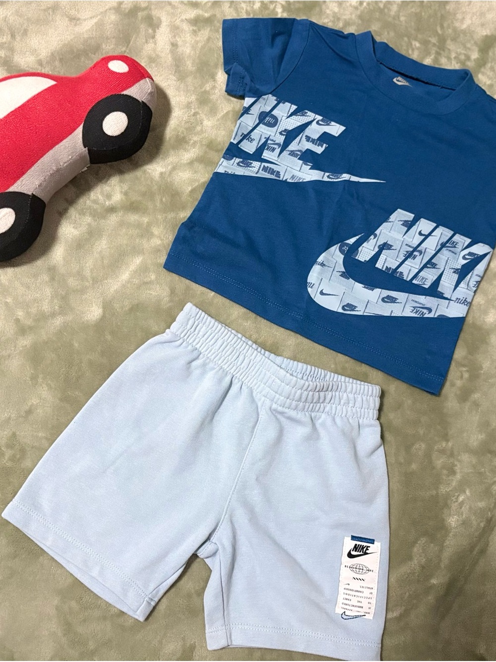 Nike Blue Logo Tee with Light Blue Shorts Set